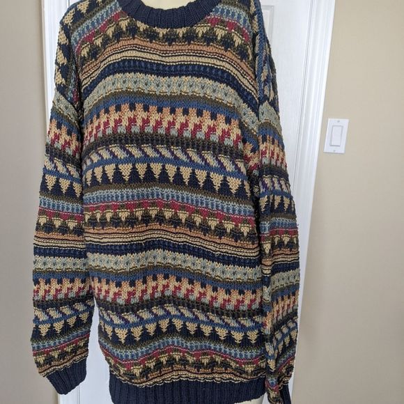 Vintage fisherman's knit cotton sweater  grandpa sweater - Picture 9 of 10